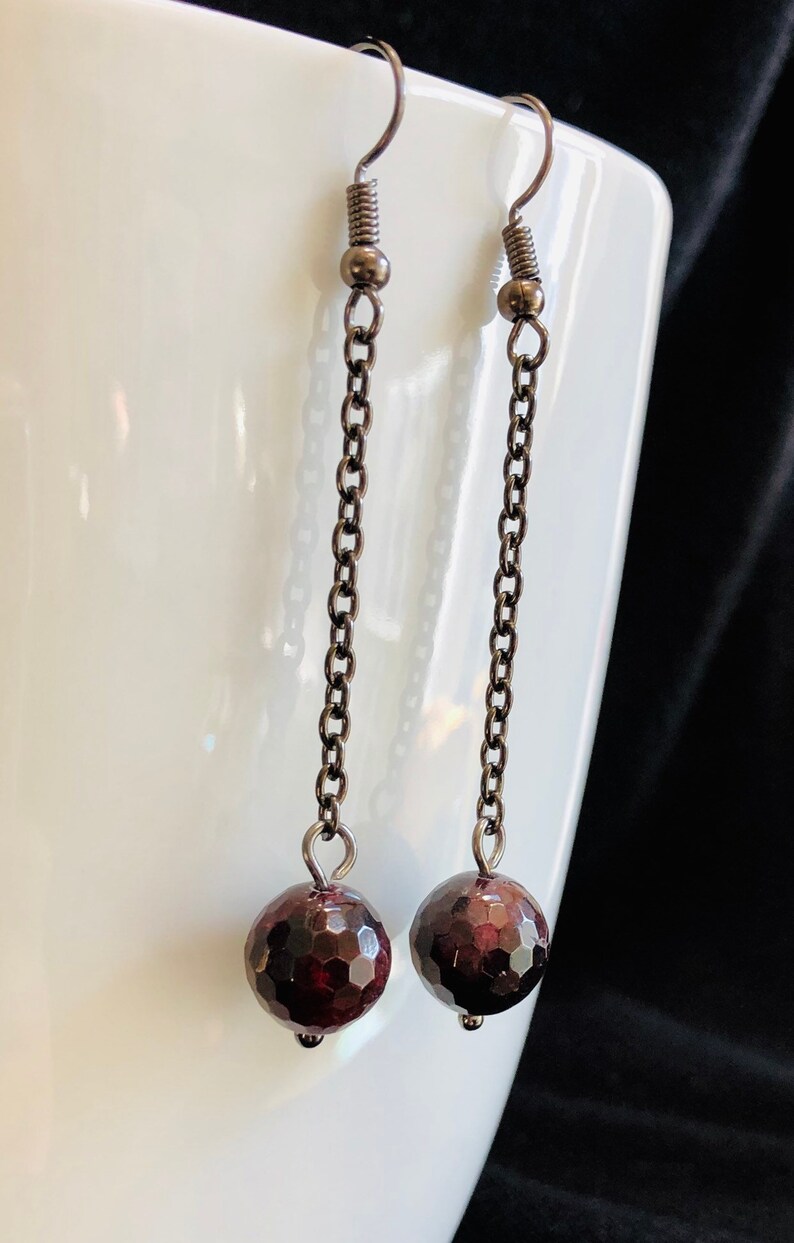 Garnet Dangle Earrings - Image 3