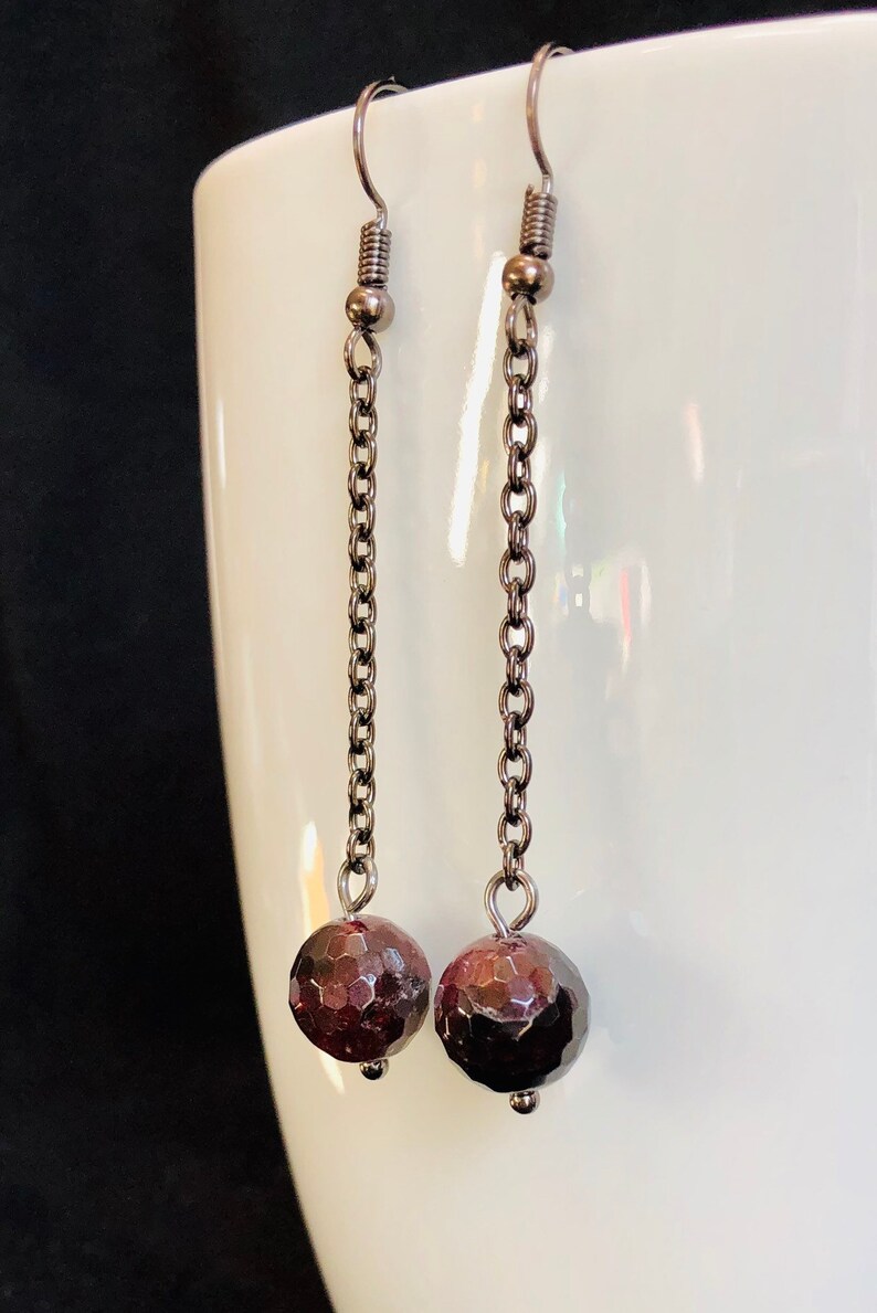 Garnet Dangle Earrings - Image 2