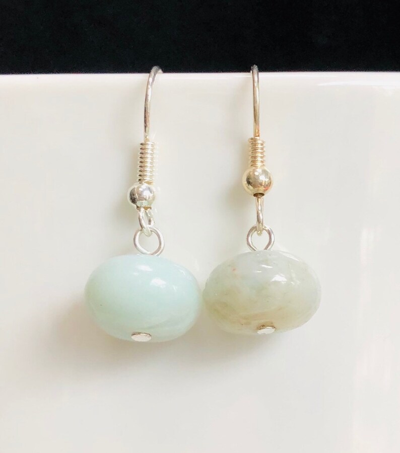 Light Green Amazonite Drop Earrings - Image 3