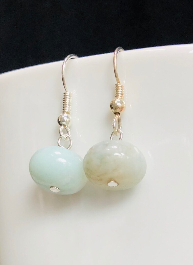 Light Green Amazonite Drop Earrings - Image 2
