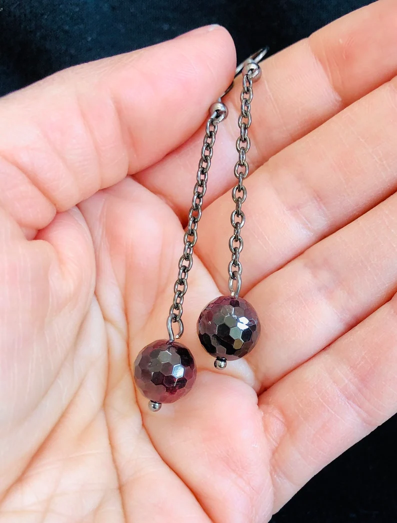 Garnet Dangle Earrings - Image 4