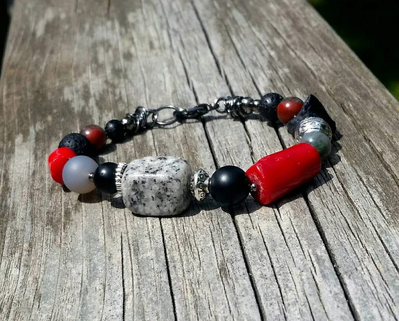 Red Coral Bracelet - Red Bracelet - Chunky Bracelet - Boho Bracelet - Coral Bracelet - Image 4