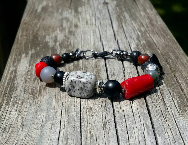 Red Coral Bracelet - Red Bracelet - Chunky Bracelet - Boho Bracelet - Coral Bracelet - Image 6