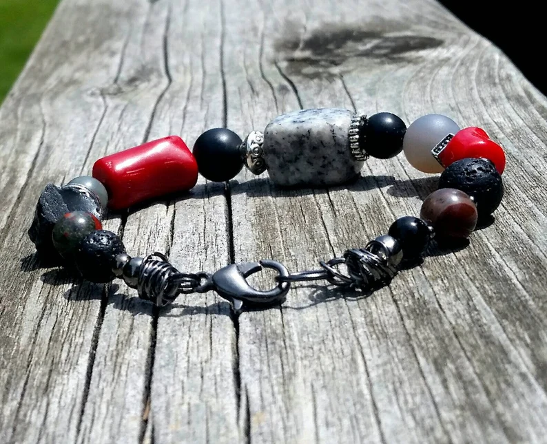 Red Coral Bracelet - Red Bracelet - Chunky Bracelet - Boho Bracelet - Coral Bracelet - Image 9