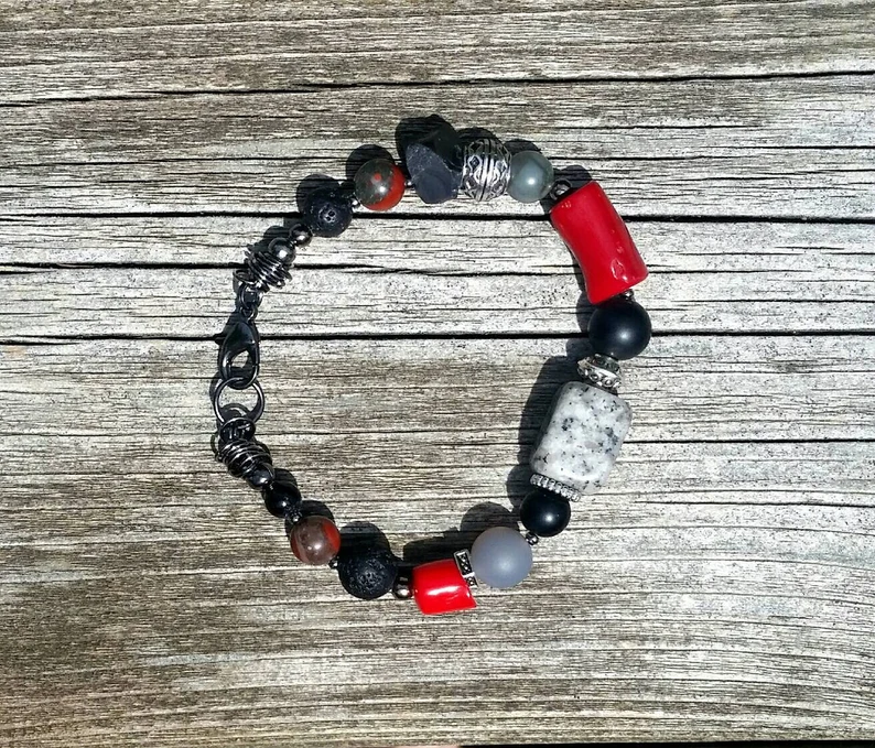 Red Coral Bracelet - Red Bracelet - Chunky Bracelet - Boho Bracelet - Coral Bracelet - Image 2