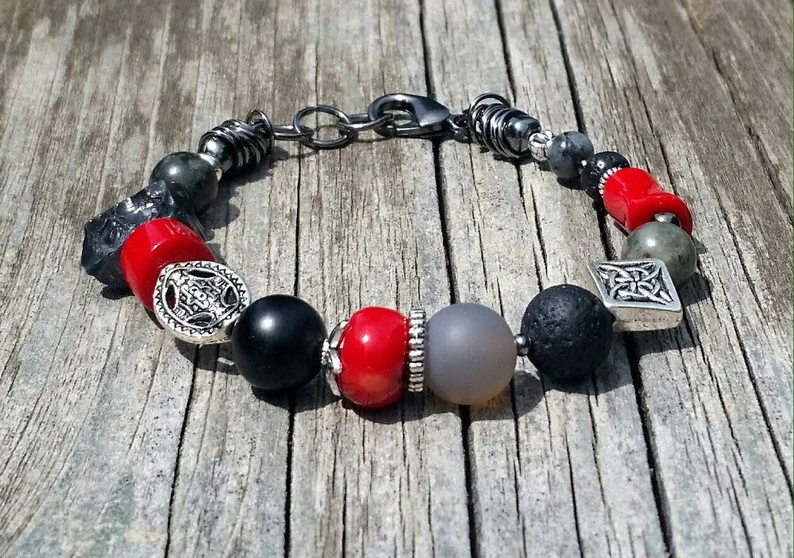 Red Coral Bracelet - Red Bracelet - Chunky Bracelet - Boho Bracelet - Coral Bracelet