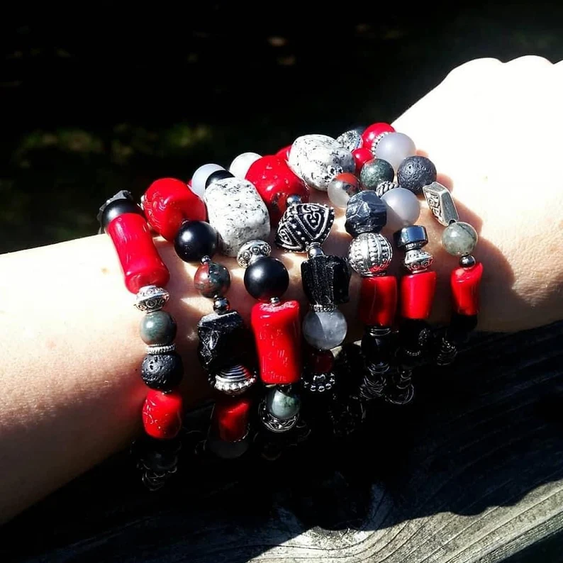 Red Coral Bracelet - Red Bracelet - Chunky Bracelet - Boho Bracelet - Coral Bracelet - Image 10